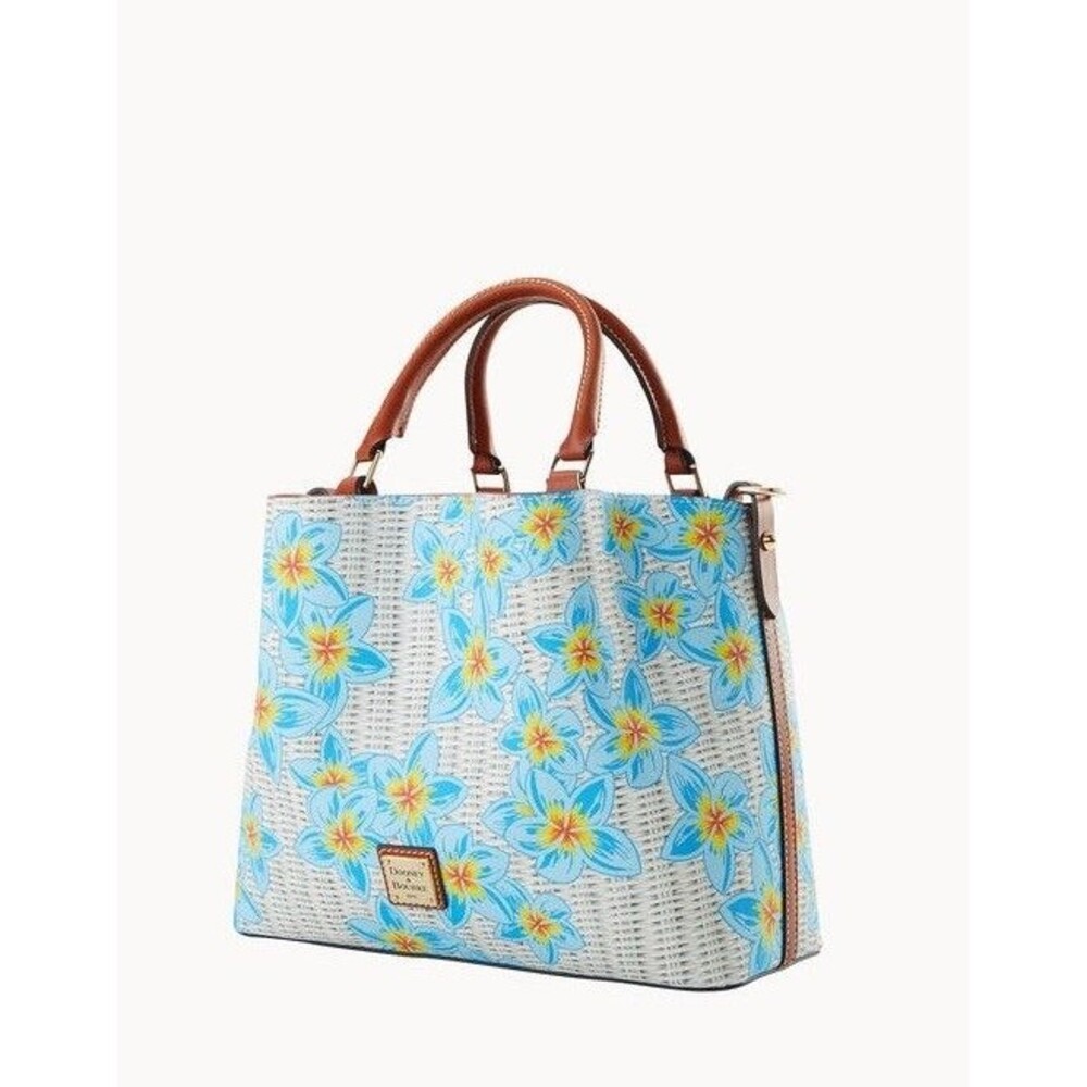 Dooney & Bourke Plumeria Brenna Bag Italian Leather Floral Blue White NEW w/Tags